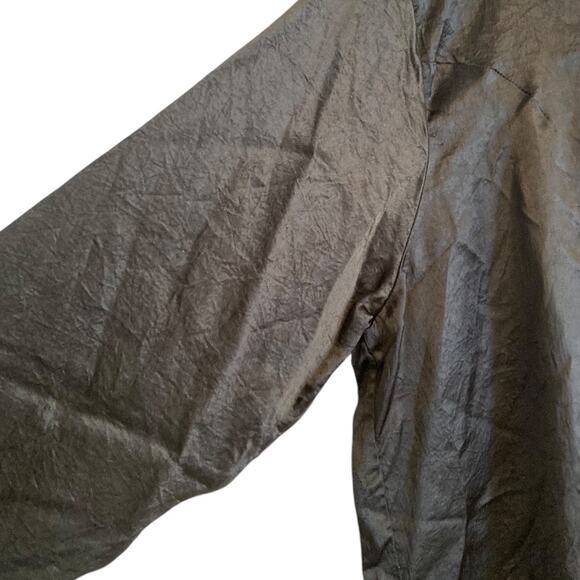 Womens Vintage Justin Allen Black Satin Polyester Collarless Button Up Size 2X - Picture 9 of 16